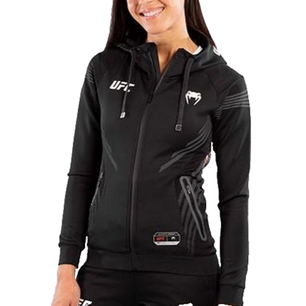 UFC Venum Authentic Fight Night Womens Black Walkout Hoodie Full Zip Up Size M